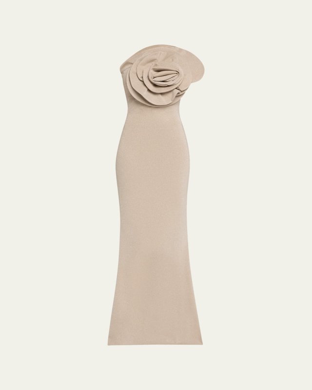 Shimmer One-Shoulder Flower Gown